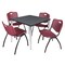 Regency Kahlo Square Table & Chair Sets, 36 W, 36 L, 29 H, Wood, Metal, Plastic Top, Grey TPL3636GYCM47BY - alternate 1